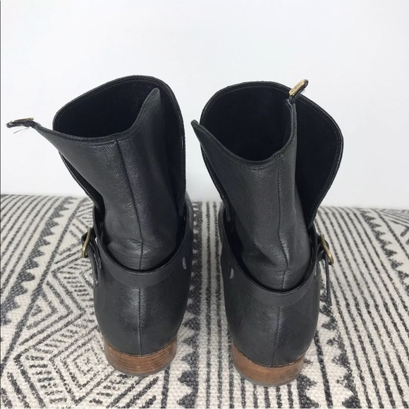 Vintage Chloe Black Leather Buckle Block Heel Ankle Boots - Picture 6 of 12
